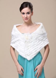 Faux Fur Special Occasion / Wedding Shawl With Hand Made Flower Front