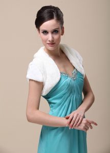 Pretty Faux Fur Special Occasion / Wedding Jacket With Short Sleeves On Sale