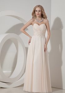 Sweetheart Long Ruched Champagne Prom Party Dress with Appliques