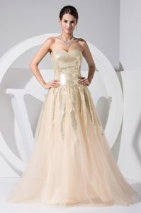 Elegant Sweetheart Champagne Long Prom Holiday Dress with Sequins