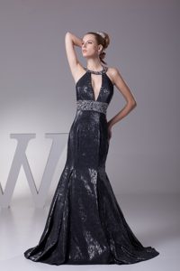 Halter Top Plunging Neck Mermaid 2013 Exquisite Prom Homecoming Dress