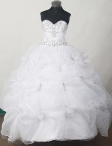 Memorable Appliqued White Organza Winter Pageant Dresses for Little Girls