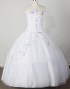 Luxurious White Tulle Lace-up Fall Toddler Pageant Dresses with Embroidery