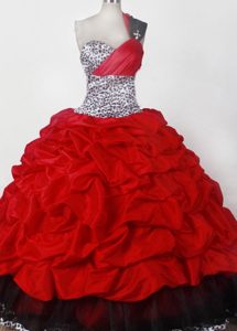 New One Shoulder Zipper-up Red Pageant Dress for Toddlers in Floor-length