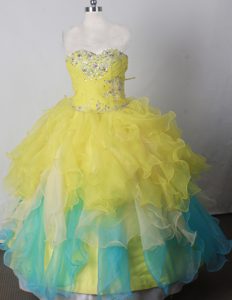 2013 Popular Sweetheart Multi-color Organza Little Girl Dress with Beading