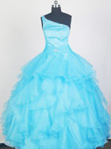Exquisite Ruffled and Beaded Long Toddler Pageant Dresses in Aqua Blue