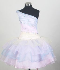 Dressy Mini-length Lace-up Organza Baby Girl Pageant Dress in Multi-color