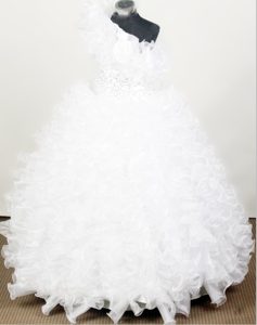 Fashionable Organza White Toddler Pageant Dresses in Long for Fall