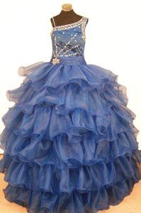 Stylish Asymmetrical Organza Beauty Pageant Dress with Ruffled Layers on Sale