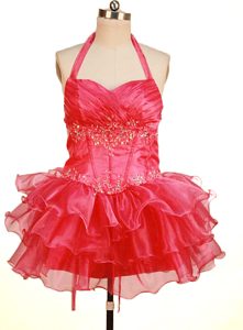 2013 Perfect Halter Top Mini-Length Beaded and Ruched Little Girl Pageant Dress