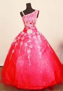 Exquisite Asymmetrical 2013 Little Girl Pageant Dress with Appliques Decorated