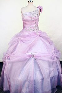 One Shoulder Appliqued Little Girl Pageant Dresses with Hand Made Flowers