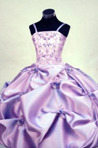 Gorgeous Straps Beaded Lilac Pageant Dresses for Girls with Pick-ups on Sale