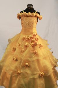 Romantic Ball Gown Little Girl Pageant Dress with Hand Made Flowers for Cheap