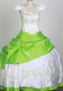 Beautiful Sweet Ball Square White and Spring Green Flower Girl Pageant Dresses