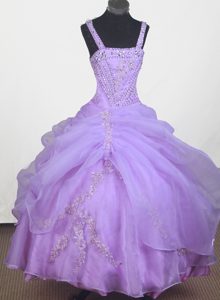 Beautiful Appliqued and Beaded Pageant Dresses for Girls with Strap for Cheap