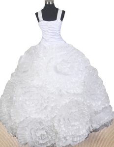 Elegant Little Girl Pageant Dress with Hand Made Flowers and Ruching for Cheap