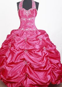 2013 Sweet Ball Gown Beaded Halter Top Little Girl Pageant Dress with Pick-ups
