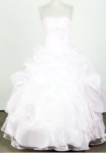 Lovely Strapless Organza Little Girl Pageant Dresses with Beading on Promotion