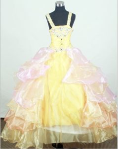 Appliqued Organza Little Girl Pageant Dresses with Ruffled Layers and Beading