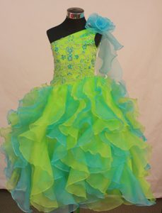 Multicolor Flower Girl Pageant Dresses for Formal Party with Ruffles and Flowers