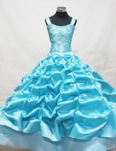 Pretty Baby Blue Pageant Dresses for Kids with Appliques and Pick-ups on Sale
