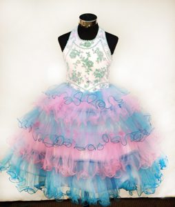 Colorful Little Girl Pageant Dresses with Appliques and Ruffled Layers for Cheap