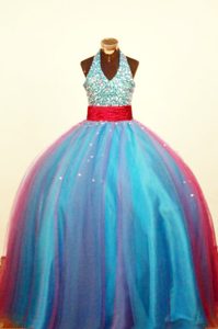 Halter Ball Gown Multi-colored Pageant Dresses for Kids with Beading on Sale