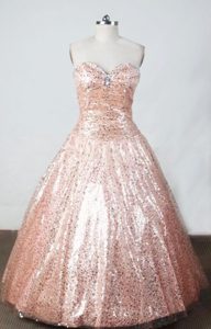 Sweetheart Long Baby Pink Sequin Princess Little Girls Pageant Dresses