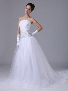 Good Quality Strapless Dress for Wedding with Beading Decorated Waist