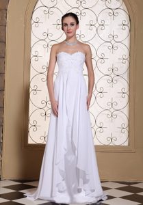 Lace White Chiffon Wedding Dresses in 2013 with and Lace-up Back