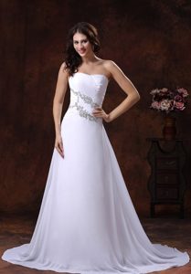 The Most Popular White Beading Decorate Wedding Dresses with Ruching