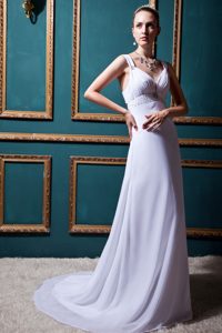2013 Fashionable Empire V-neck Chiffon Beaded Dress for Wedding