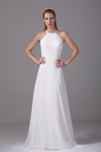 Simple Column Wedding Dresses with Spaghetti Straps and Court Train for Cheap