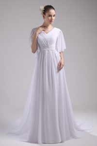 Special Empire V-neck long Sleeves Chiffon Dress for Wedding in Spring in 2013