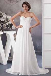 Pretty Sweetheart Strapless Beaded and Ruched Wedding Dress with Brush Train