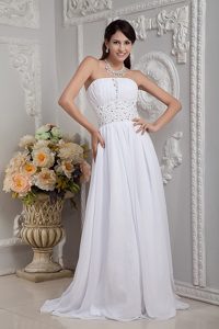 Sweet Empire Strapless Chiffon Wedding Dresses with and Beading
