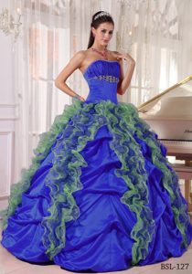 Strapless Organza and Taffeta Quinceaneras Dress with Beading and Ruffles