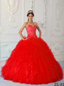 Wonderful Red Sweetheart Dresses for Quinceaneras in Satin and Organza