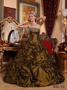 Good Quality Brown Strapless Sweet Sixteen Quinceanera Dresses