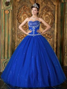 Stunning Dark Blue Sweetheart Beading Quinceanera Gown in Tulle