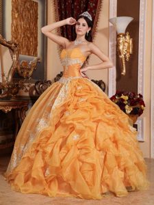 Lovely Orange Ball Gown Sweetheart Dress for a Quinceanera in Organza