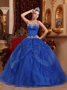 Impressive Blue Ball Gown Sweetheart Tulle Beading Quinceanera Dresses
