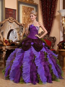 Stylish Multi-color Quinceanera Dress in Taffeta and Organza with Beading