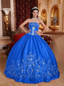 Timeless Blue Ball Gown Strapless Lace-up Quinceanera Dresses in Taffeta