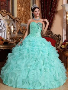 Fashionable Apple Green Sweetheart Dresses for a Quinceanera in Organza