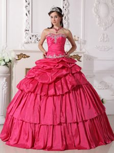 Delish Hot Pink Ball Gown Sweetheart Quinceanera Gown Dress in Taffeta