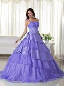 Purple Ball Gown One Shoulder Uptown Quinceanera Dress with Beading