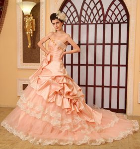 Sweetheart Organza Shimmery Sweet Sixteen Dress with Bowknot