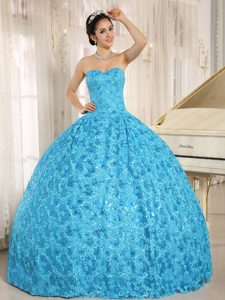 Maxi Sweetheart Quinceanera Gowns with Embroidery and Sequins in Teal